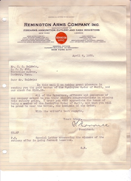 April 30 1930 letter