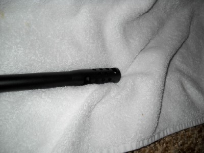 Here is the custom muzzle break.