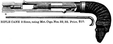 Advertisement from E. Remington & Sons, showing the .32 rimfire caliber cane gun.